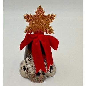 Vintage International Silver 2000 Christmas 4" Bell Gold Tone Snowflake Handle